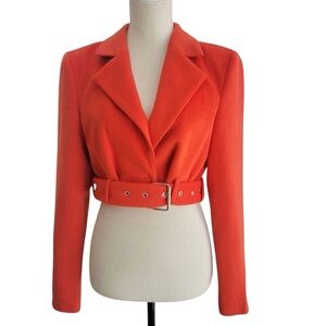 MAJORELLE‎ Vibrant Orange Belted Cropped Blazer Judy jacket size XS